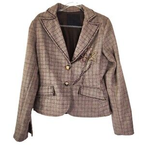 Le Temps Des Cerises Women's Wool Blend Jacket Floral Embroidery Sz S